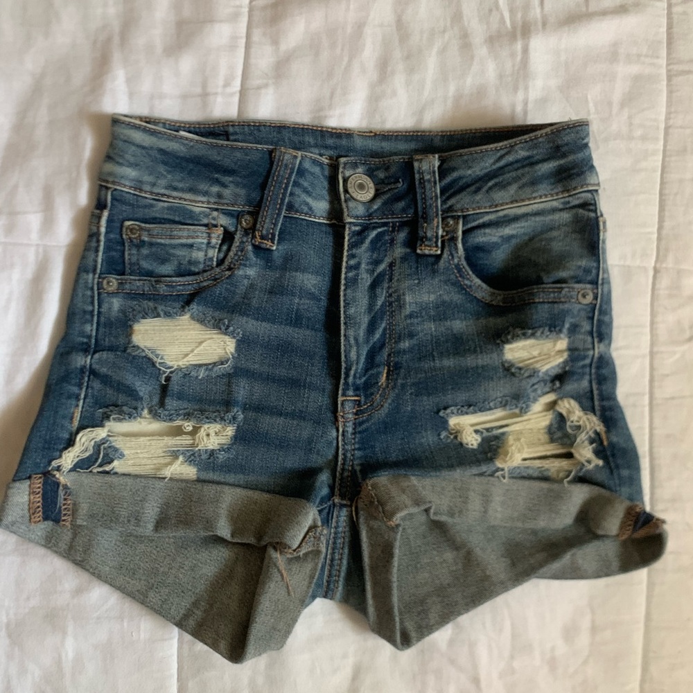 American Eagle Light Blue Shortie Shorts
